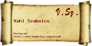 Vahl Szabolcs névjegykártya